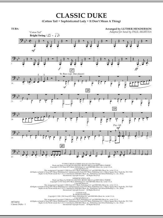 Paul Murtha Classic Duke - Tuba Sheet Music Notes & Chords for Concert Band - Download or Print PDF