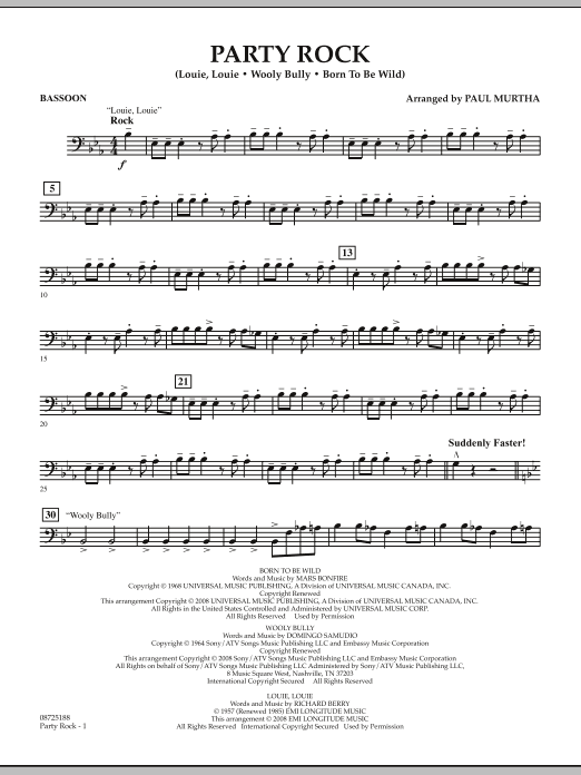 Paul Murtha Party Rock - Bassoon Sheet Music Notes & Chords for Concert Band - Download or Print PDF