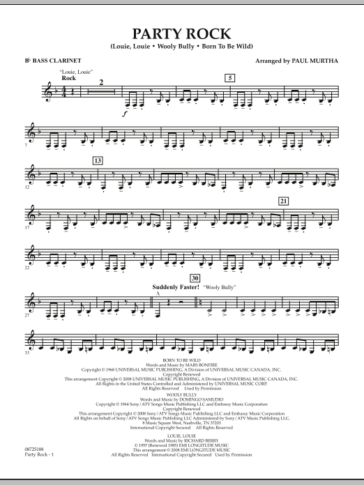 Paul Murtha Party Rock - Bb Bass Clarinet Sheet Music Notes & Chords for Concert Band - Download or Print PDF