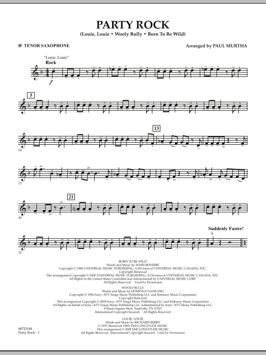 Paul Murtha Party Rock - Bb Tenor Saxophone Sheet Music Notes & Chords for Concert Band - Download or Print PDF