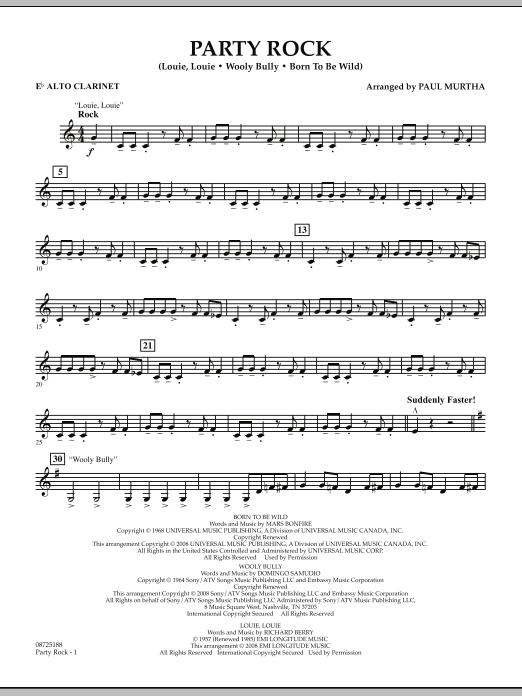 Paul Murtha Party Rock - Eb Alto Clarinet Sheet Music Notes & Chords for Concert Band - Download or Print PDF