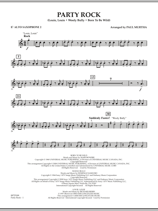 Paul Murtha Party Rock - Eb Alto Saxophone 2 Sheet Music Notes & Chords for Concert Band - Download or Print PDF