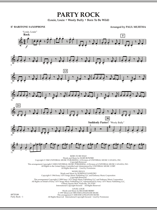 Paul Murtha Party Rock - Eb Baritone Saxophone Sheet Music Notes & Chords for Concert Band - Download or Print PDF