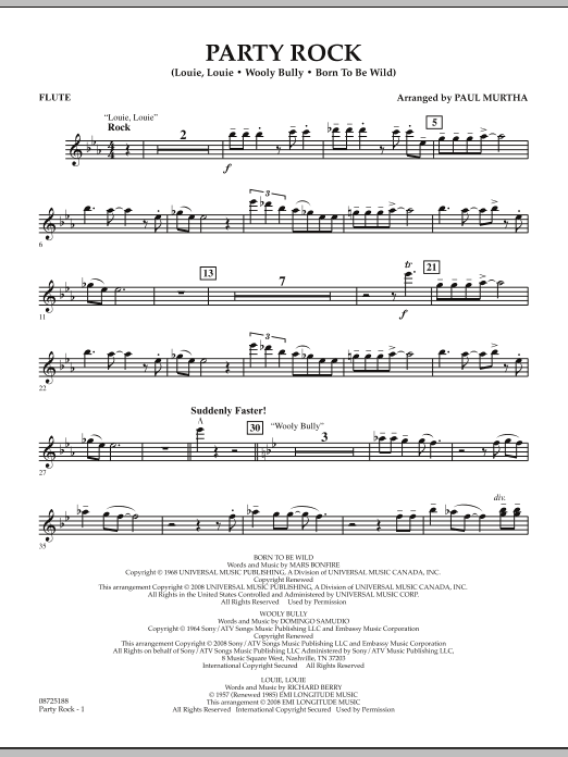 Paul Murtha Party Rock - Flute Sheet Music Notes & Chords for Concert Band - Download or Print PDF