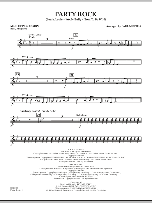Paul Murtha Party Rock - Mallet Percussion Sheet Music Notes & Chords for Concert Band - Download or Print PDF