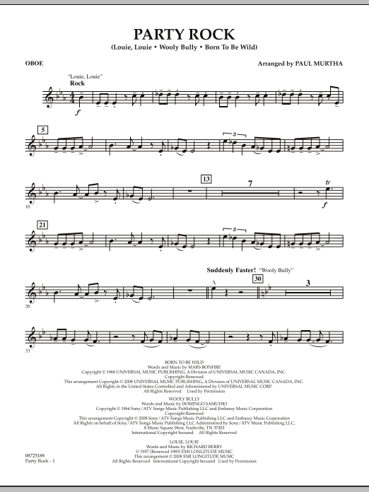 Paul Murtha Party Rock - Oboe Sheet Music Notes & Chords for Concert Band - Download or Print PDF