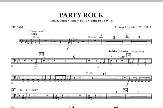 Paul Murtha Party Rock - Timpani Sheet Music Notes & Chords for Concert Band - Download or Print PDF