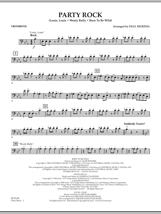 Paul Murtha Party Rock - Trombone Sheet Music Notes & Chords for Concert Band - Download or Print PDF