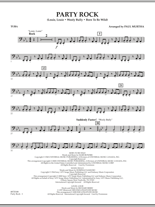 Paul Murtha Party Rock - Tuba Sheet Music Notes & Chords for Concert Band - Download or Print PDF