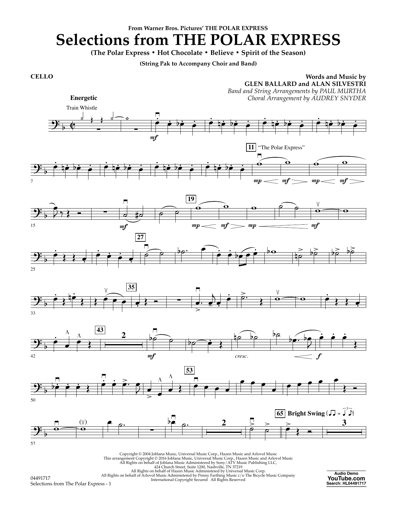 Paul Murtha The Polar Express - Cello Sheet Music Notes & Chords for Orchestra - Download or Print PDF