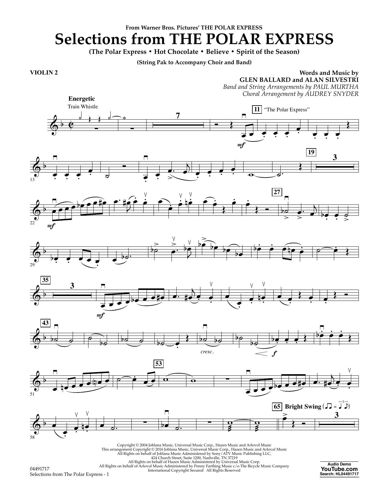 Paul Murtha The Polar Express - Violin 2 Sheet Music Notes & Chords for Orchestra - Download or Print PDF