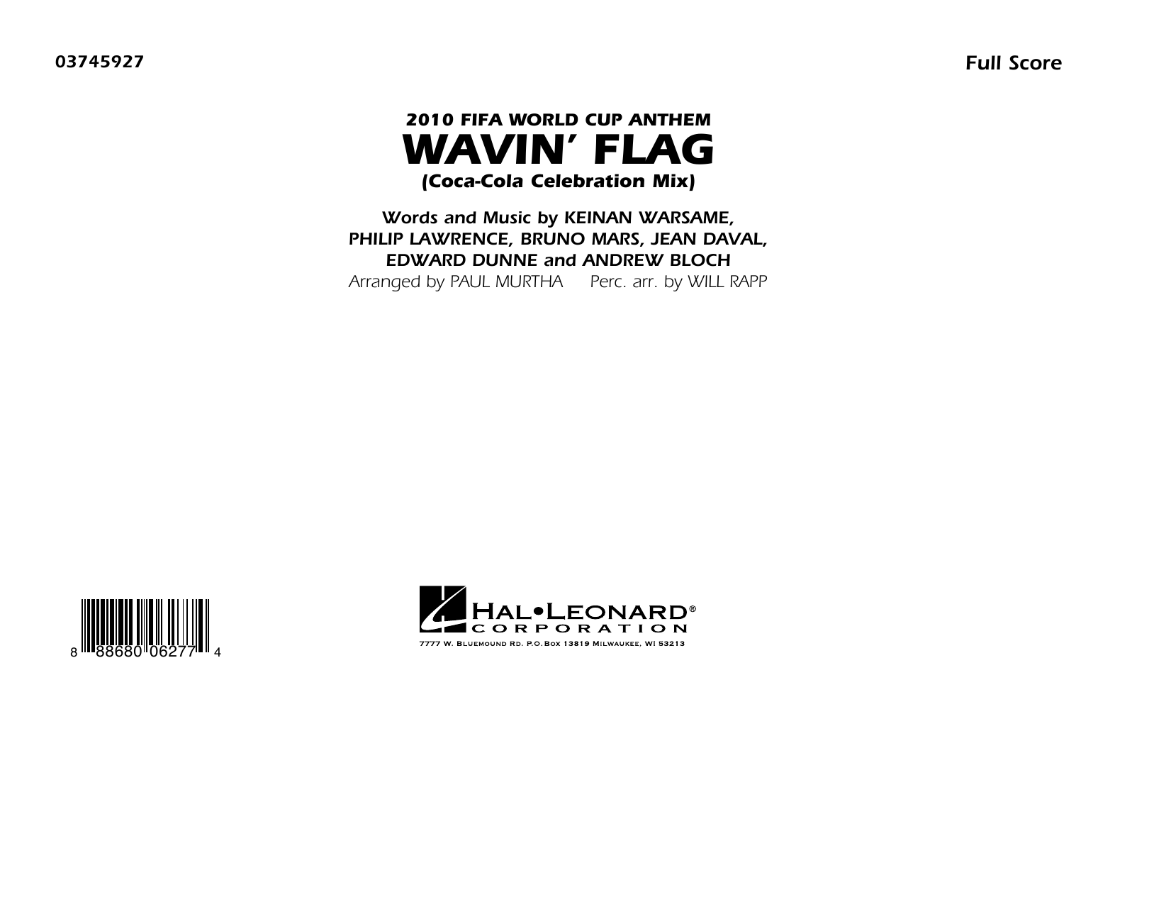 Paul Murtha Wavin' Flag - Conductor Score (Full Score) Sheet Music Notes & Chords for Marching Band - Download or Print PDF