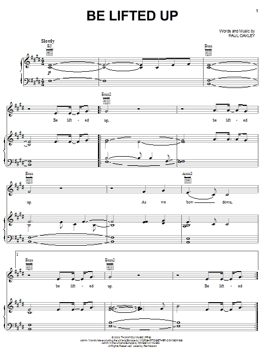 Paul Oakley Be Lifted Up Sheet Music Notes & Chords for Piano, Vocal & Guitar (Right-Hand Melody) - Download or Print PDF
