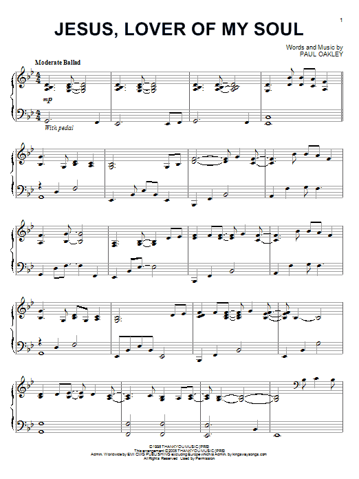 Paul Oakley Jesus, Lover Of My Soul Sheet Music Notes & Chords for Piano - Download or Print PDF