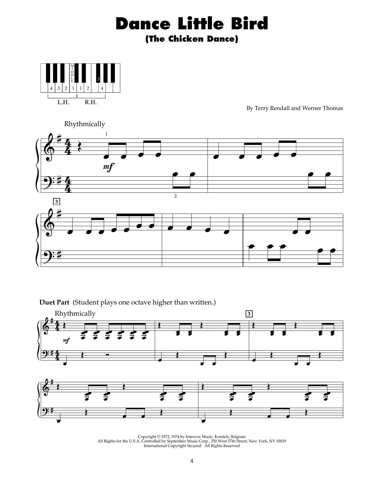 Paul Parnes The Chicken Dance Sheet Music Notes & Chords for 5-Finger Piano - Download or Print PDF