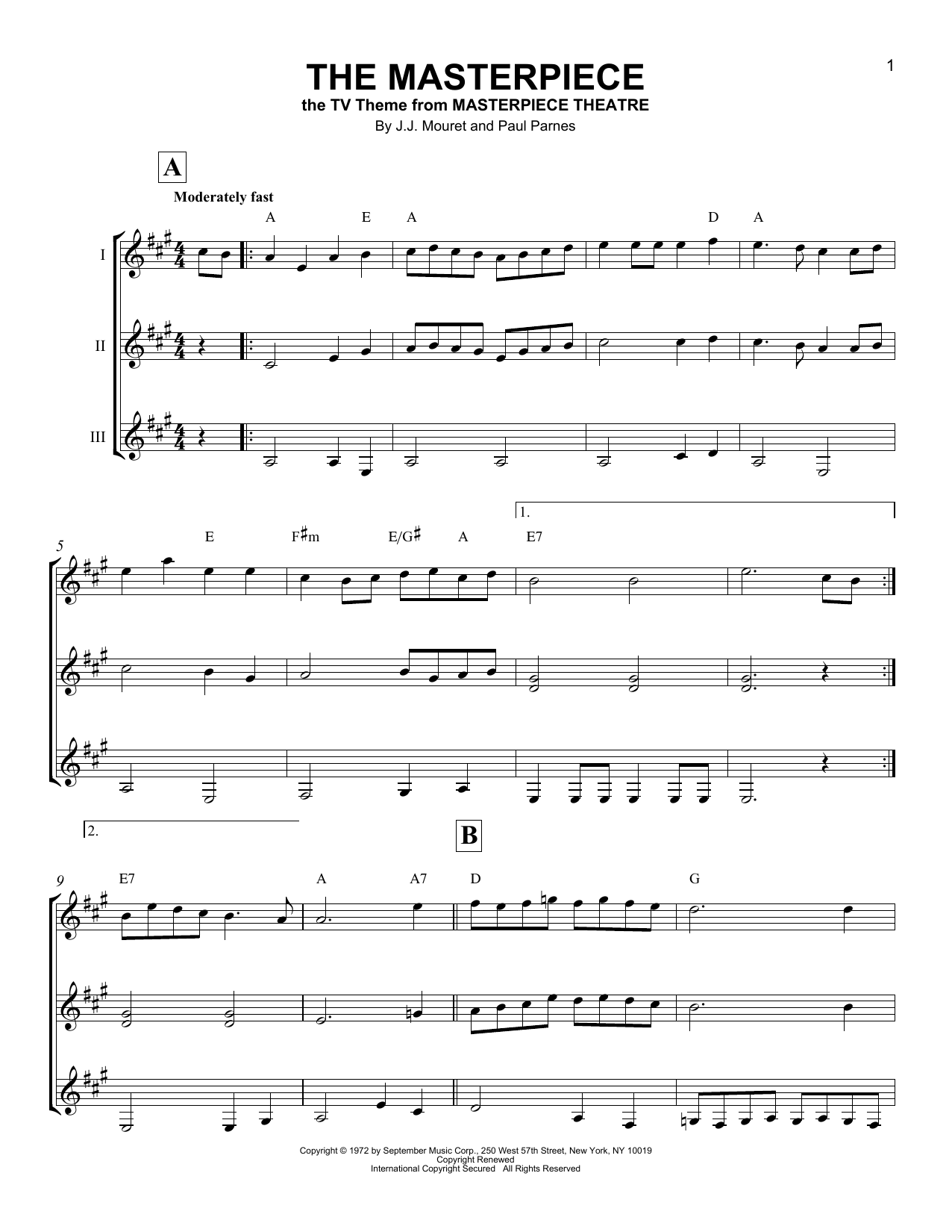 Paul Parnes The Masterpiece Sheet Music Notes & Chords for Guitar Ensemble - Download or Print PDF