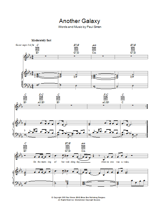 Paul Simon Another Galaxy Sheet Music Notes & Chords for Piano, Vocal & Guitar (Right-Hand Melody) - Download or Print PDF