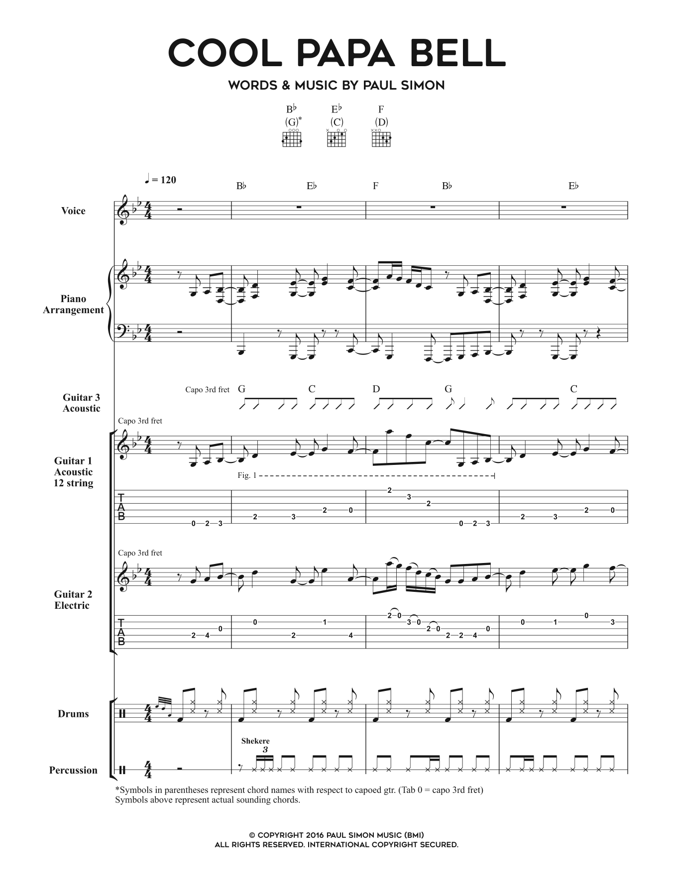 Paul Simon Cool Papa Bell Sheet Music Notes & Chords for Piano, Vocal & Guitar Tab - Download or Print PDF