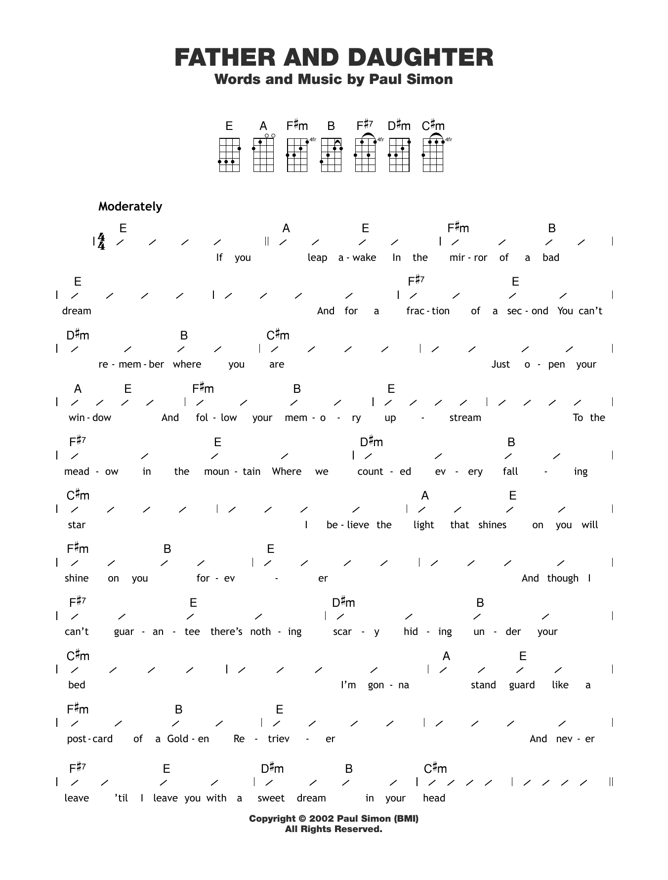 Paul Simon Father And Daughter Sheet Music Notes & Chords for Lyrics & Chords - Download or Print PDF