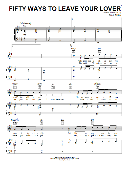 Paul Simon Fifty Ways To Leave Your Lover Sheet Music Notes & Chords for Drum Chart - Download or Print PDF