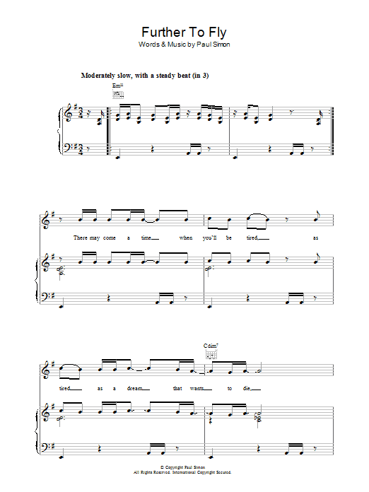 Paul Simon Further To Fly Sheet Music Notes & Chords for Lyrics & Chords - Download or Print PDF