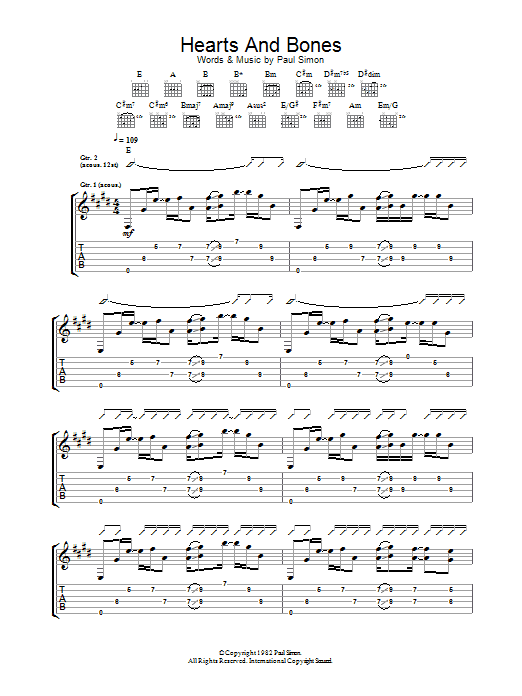 Paul Simon Hearts And Bones Sheet Music Notes & Chords for Lyrics & Piano Chords - Download or Print PDF