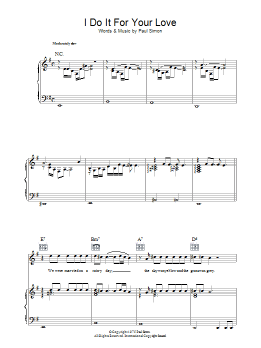 Paul Simon I Do It For Your Love Sheet Music Notes & Chords for Lyrics & Chords - Download or Print PDF