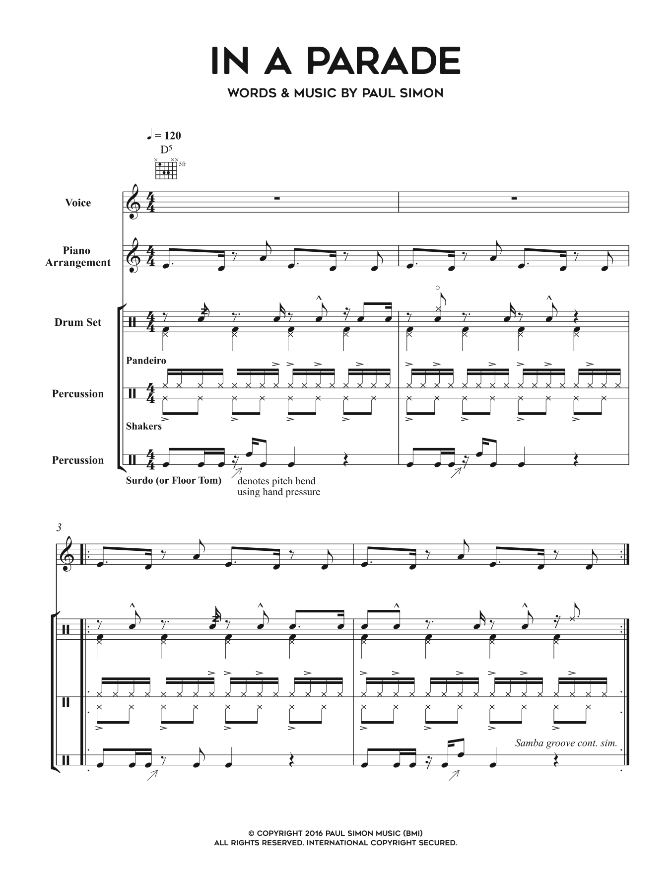 Paul Simon In A Parade Sheet Music Notes & Chords for Piano, Vocal & Guitar - Download or Print PDF