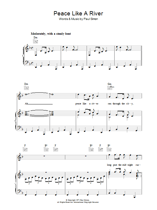 Paul Simon Peace Like A River Sheet Music Notes & Chords for Lyrics & Chords - Download or Print PDF