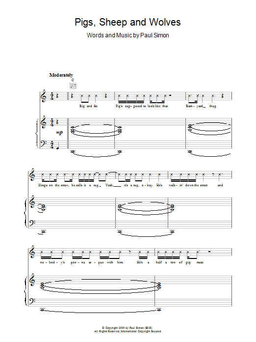 Paul Simon Pigs, Sheep And Wolves Sheet Music Notes & Chords for Piano, Vocal & Guitar - Download or Print PDF