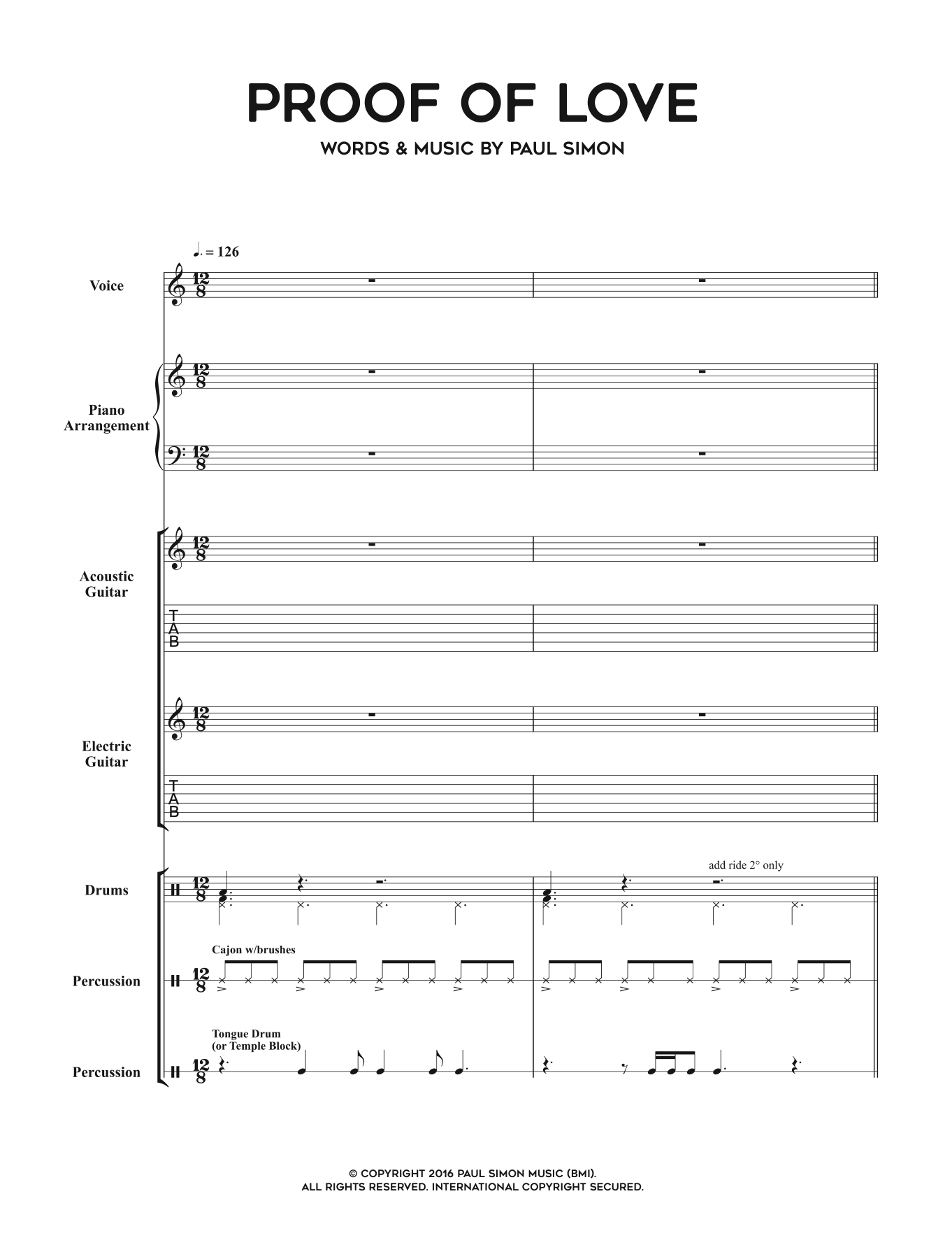 Paul Simon Proof Of Love Sheet Music Notes & Chords for Piano, Vocal & Guitar Tab - Download or Print PDF