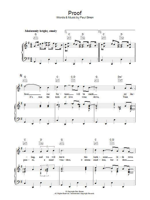 Paul Simon Proof Sheet Music Notes & Chords for Lyrics & Chords - Download or Print PDF