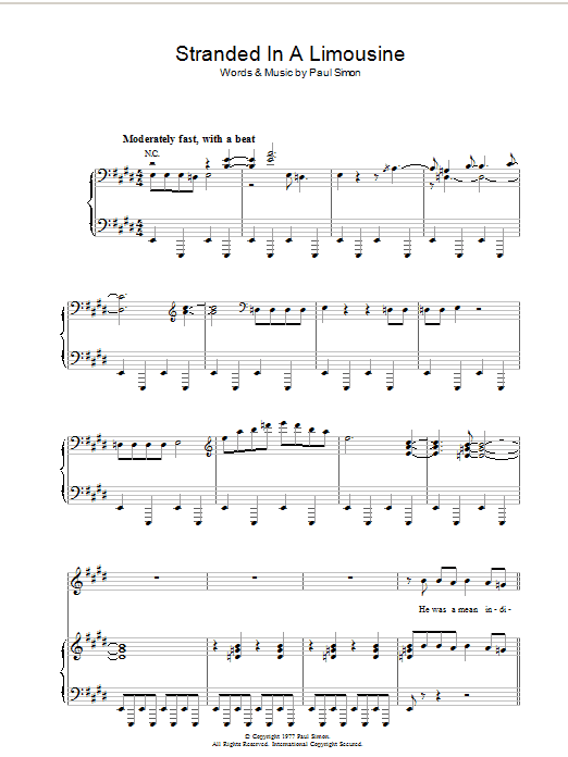 Paul Simon Stranded In A Limousine Sheet Music Notes & Chords for Lyrics & Chords - Download or Print PDF