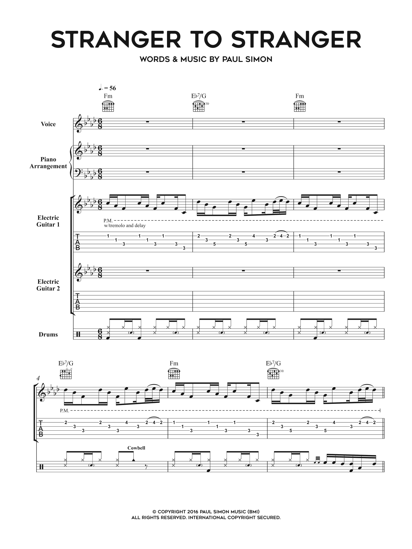 Paul Simon Stranger To Stranger Sheet Music Notes & Chords for Piano, Vocal & Guitar Tab - Download or Print PDF
