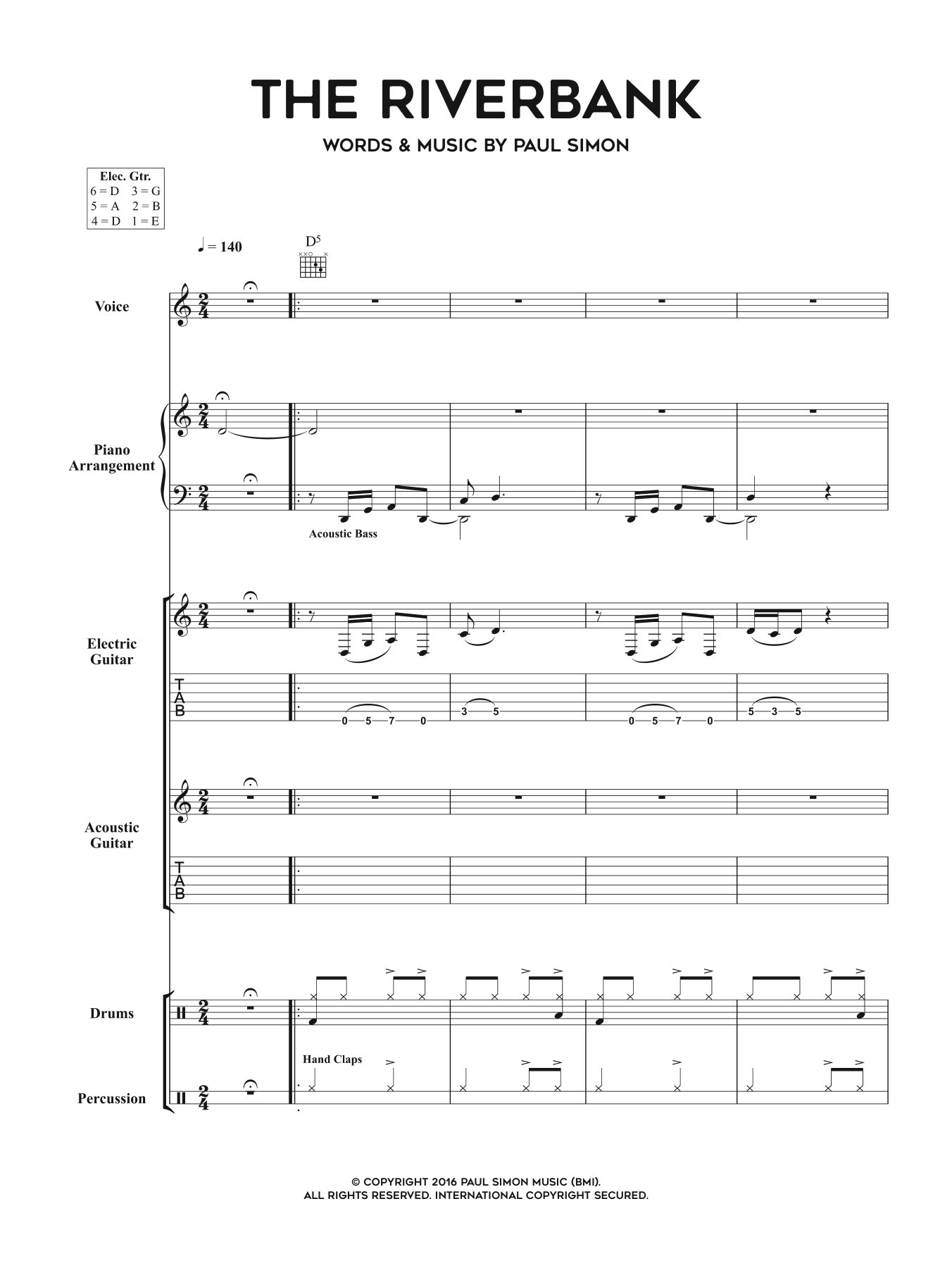 Paul Simon The Riverbank Sheet Music Notes & Chords for Piano, Vocal & Guitar Tab - Download or Print PDF