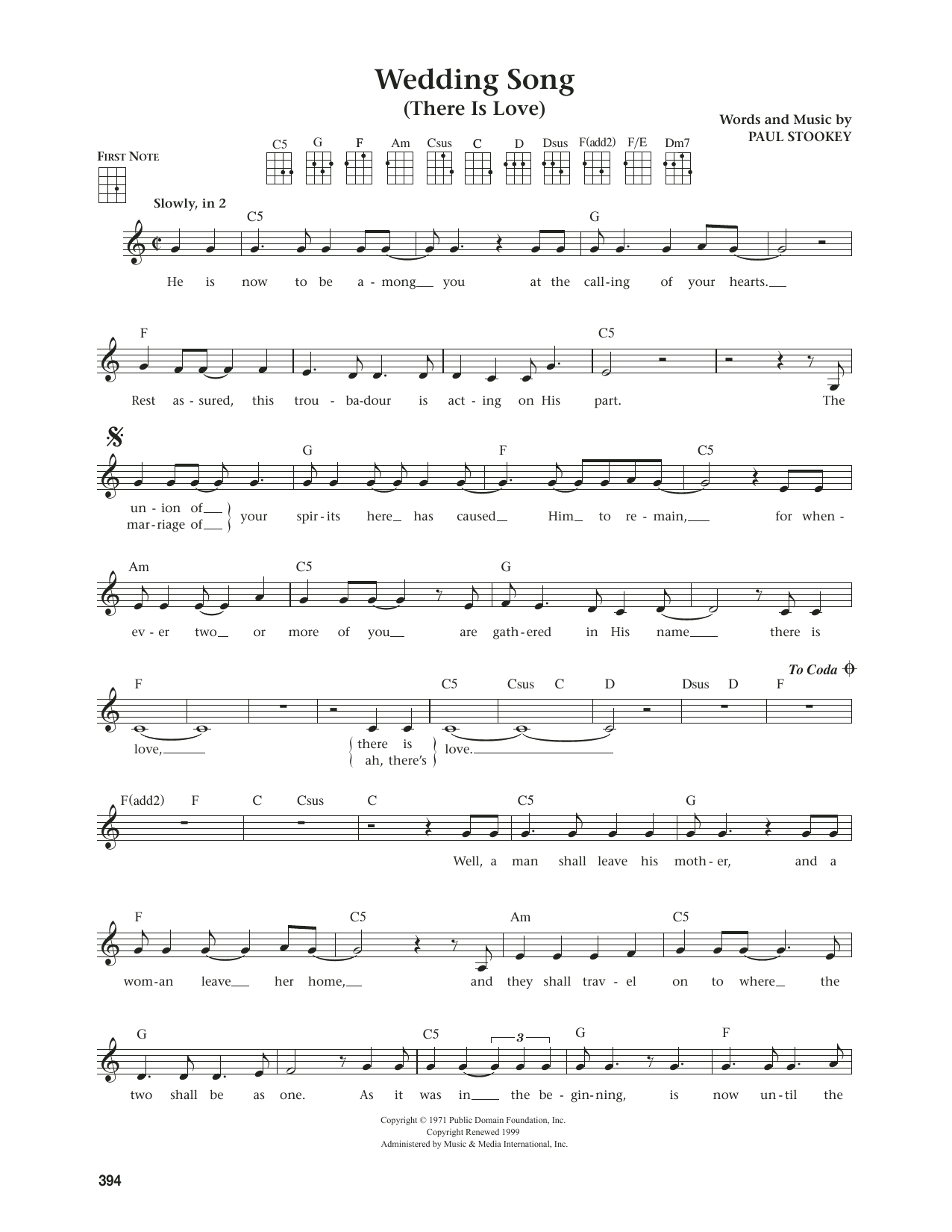 Paul Stookey Wedding Song (There Is Love) (from The Daily Ukulele) (arr. Jim Beloff) Sheet Music Notes & Chords for Ukulele - Download or Print PDF