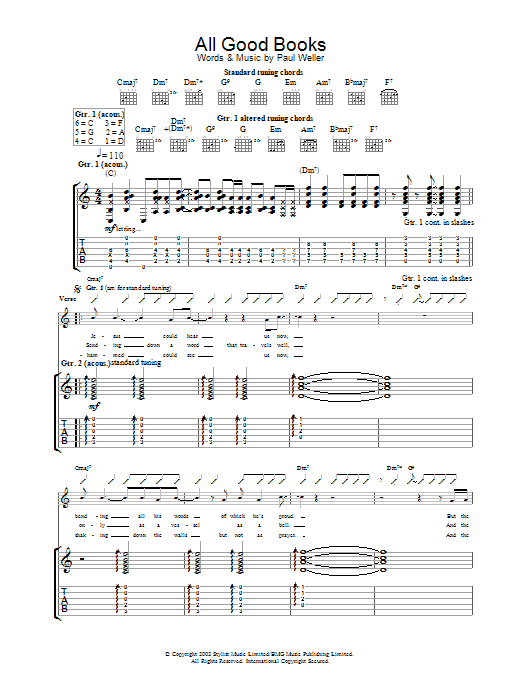 Paul Weller All Good Books Sheet Music Notes & Chords for Melody Line, Lyrics & Chords - Download or Print PDF