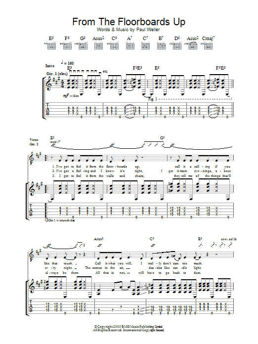 Paul Weller From The Floorboards Up Sheet Music Notes & Chords for Guitar Tab - Download or Print PDF