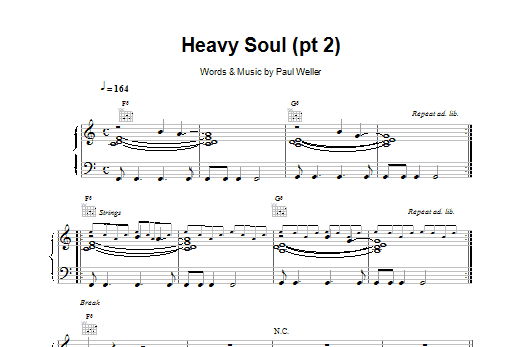 Paul Weller Heavy Soul (Pt2) Sheet Music Notes & Chords for Piano, Vocal & Guitar (Right-Hand Melody) - Download or Print PDF