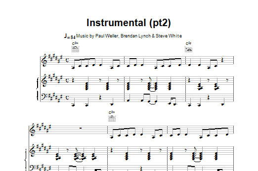 Paul Weller Instrumental (pt2) Sheet Music Notes & Chords for Piano, Vocal & Guitar (Right-Hand Melody) - Download or Print PDF