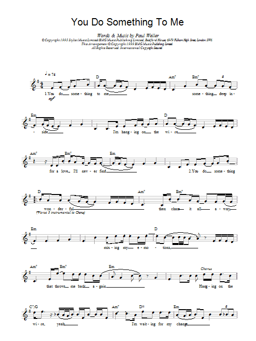 Paul Weller You Do Something To Me Sheet Music Notes & Chords for Lead Sheet / Fake Book - Download or Print PDF