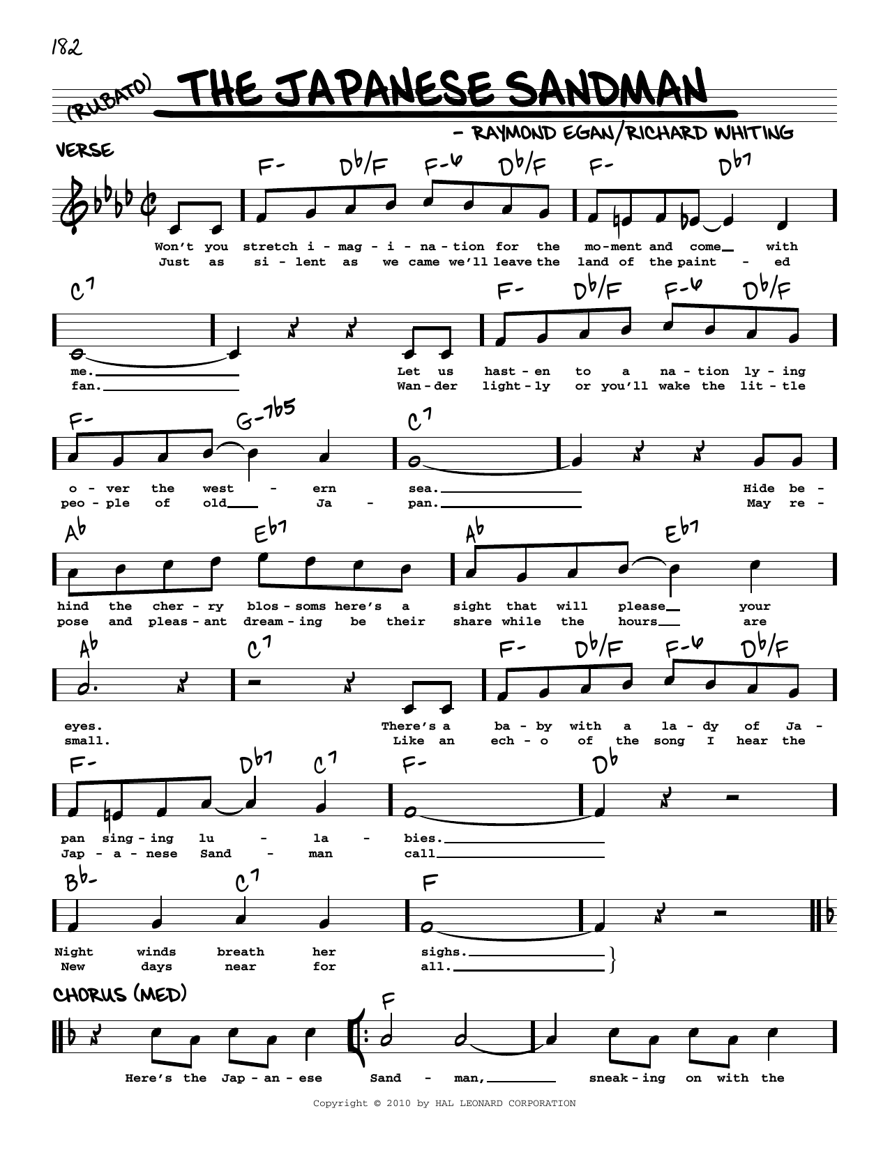 Paul Whiteman and His Orchestra The Japanese Sandman (arr. Robert Rawlins) Sheet Music Notes & Chords for Real Book – Melody, Lyrics & Chords - Download or Print PDF