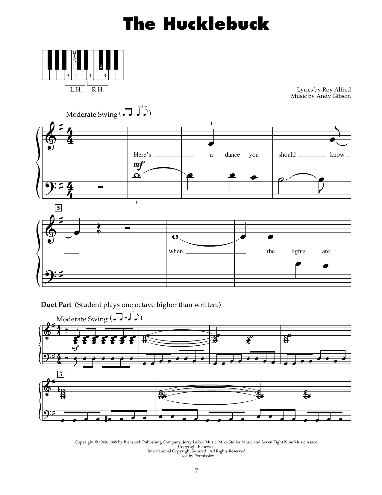 Paul Williams & His Hucklebuckers The Hucklebuck Sheet Music Notes & Chords for 5-Finger Piano - Download or Print PDF