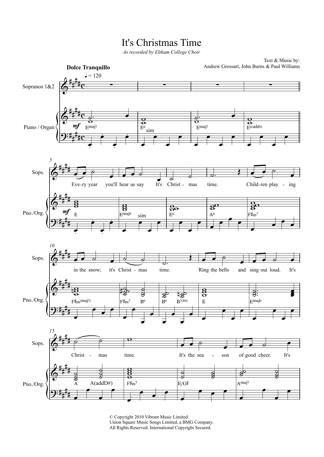 Paul Williams It's Christmas Time Sheet Music Notes & Chords for Unison Choral - Download or Print PDF