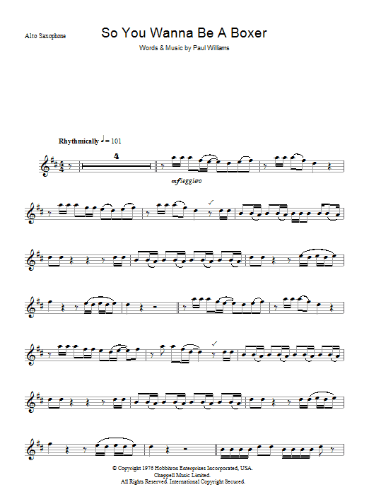 Paul Williams So You Wanna Be A Boxer (from Bugsy Malone) Sheet Music Notes & Chords for Alto Saxophone - Download or Print PDF