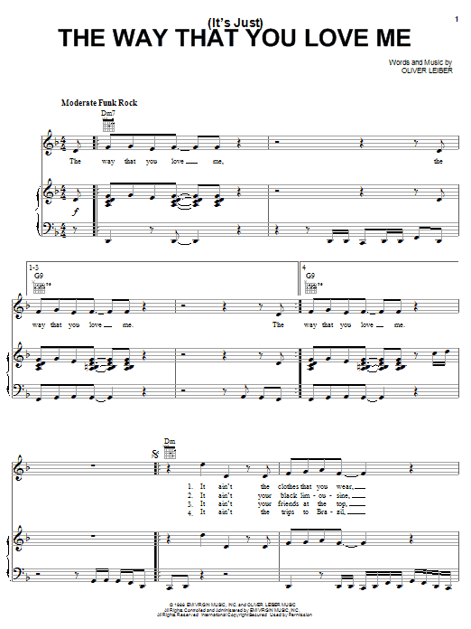 Paula Abdul (It's Just) The Way That You Love Me Sheet Music Notes & Chords for Melody Line, Lyrics & Chords - Download or Print PDF