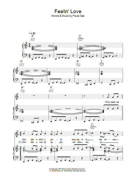 Paula Cole Feelin' Love Sheet Music Notes & Chords for Piano, Vocal & Guitar (Right-Hand Melody) - Download or Print PDF