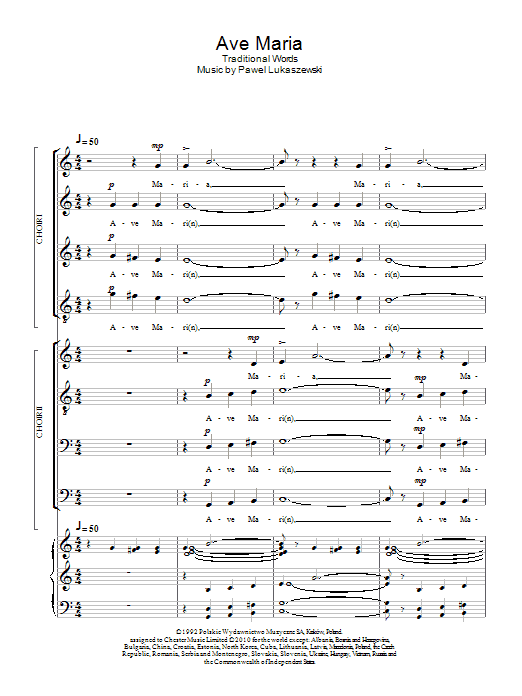 Pawel Lukaszewski Ave Maria Sheet Music Notes & Chords for SSA Choir - Download or Print PDF