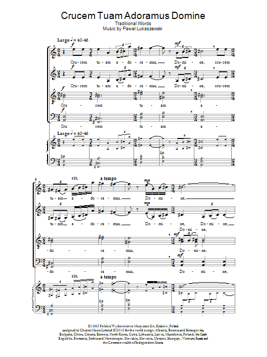 Pawel Lukaszewski Crucem Tuam Adoremus Domine Sheet Music Notes & Chords for Choir - Download or Print PDF