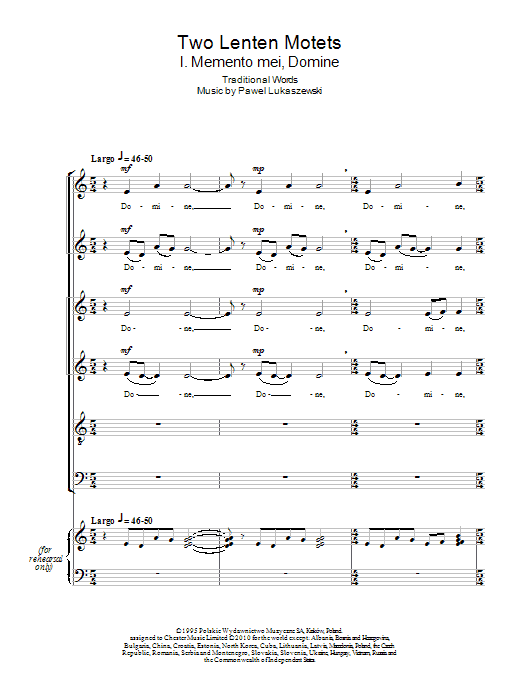 Pawel Lukaszewski Two Lenten Motets Sheet Music Notes & Chords for SATB Choir - Download or Print PDF
